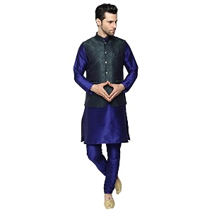 uri and mackenzie men39s silk blend kurta pajama with designer ethnic nehru jacketmodi jacket
