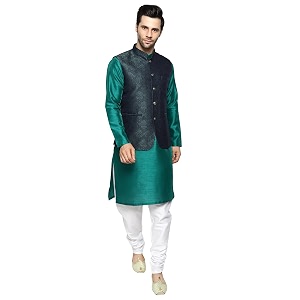 uri and mackenzie men39s silk blend kurta pajama with designer ethnic nehru jacketmodi jacket