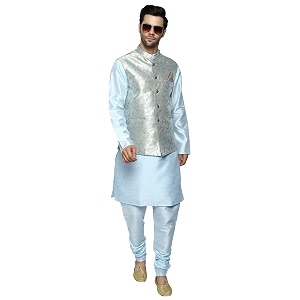 uri and mackenzie men39s silk blend kurta pajama with designer ethnic nehru jacketmodi jacket