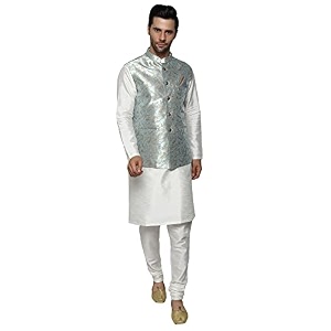 uri and mackenzie men39s silk blend kurta pajama with designer ethnic nehru jacketmodi jacket
