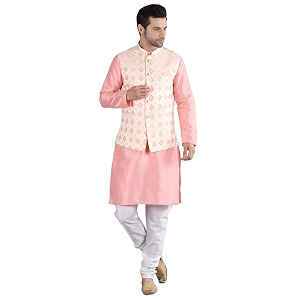 uri and mackenzie men39s silk blend kurta pajama with designer ethnic nehru jacketmodi jacket