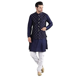uri and mackenzie men39s silk blend kurta pajama with designer ethnic nehru jacketmodi jacket