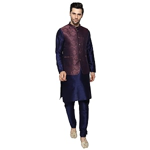 uri and mackenzie men39s silk blend kurta pajama with designer ethnic nehru jacketmodi jacket