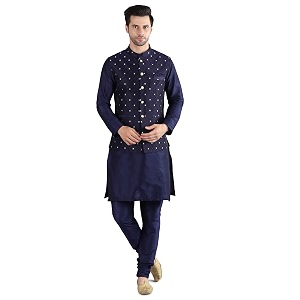 uri and mackenzie men39s silk blend kurta pajama with designer ethnic nehru jacketmodi jacket