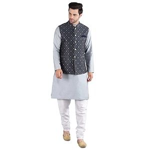 uri and mackenzie men39s silk blend kurta pajama with designer ethnic nehru jacketmodi jacket