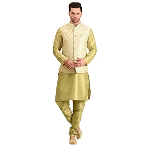 uri and mackenzie men39s silk blend kurta pajama with designer ethnic nehru jacketmodi jacket