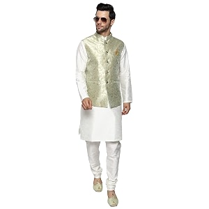 uri and mackenzie men39s silk blend kurta pajama with designer ethnic nehru jacketmodi jacket