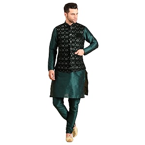 uri and mackenzie men39s silk blend kurta pajama with designer ethnic nehru jacketmodi jacket