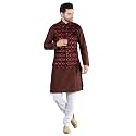 Uri and MacKenzie Men's Silk Blend Kurta Pajama with Designer Ethnic Nehru Jacket/Modi Jacket