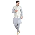 Uri and MacKenzie Men's Silk Blend Kurta Pajama with Designer Ethnic Nehru Jacket/Modi Jacket