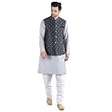 Uri and MacKenzie Men's Silk Blend Kurta Pajama with Designer Ethnic Nehru Jacket/Modi Jacket