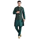 Uri and MacKenzie Men's Silk Blend Kurta Pajama with Designer Ethnic Nehru Jacket/Modi Jacket