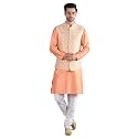 Uri and MacKenzie Men's Silk Blend Kurta Pajama with Designer Ethnic Nehru Jacket/Modi Jacket