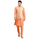 Uri and MacKenzie Men's Silk Blend Kurta Pajama with Designer Ethnic Nehru Jacket/Modi Jacket