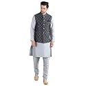 Uri and MacKenzie Men's Silk Blend Kurta Pajama with Designer Ethnic Nehru Jacket/Modi Jacket