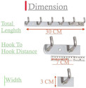 URIM 6 Pin Hook Stainless Steel Bathroom Cloth Hooks Steel Dress Pack of 5 Hangers For  Dress