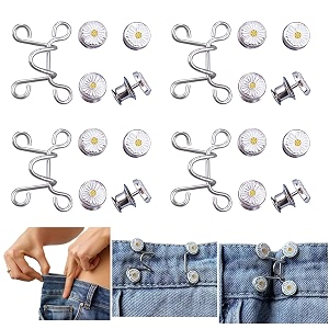 4 set pant waist tightener adjustable waist buckle set extra button for jeans to make tighter button adjuster for pants jeans skirts sleevesflower