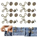 Urmspst 4 Set Pant Waist Tightener, Adjustable Waist Buckle Set, Extra Button for Jeans to Make Tighter, Button Adjuster for Pants, Jeans, Skirts, Sleeves, (Bronze)