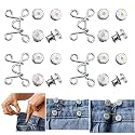 4 Set Pant Waist Tightener, Adjustable Waist Buckle Set, Extra Button for Jeans to Make Tighter, Button Adjuster for Pants, Jeans, Skirts, Sleeves(Flower)