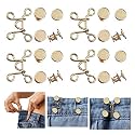 4 Set Pant Waist Tightener, Adjustable Waist Buckle Set, Extra Button for Jeans to Make Tighter, Button Adjuster for Pants, Jeans, Skirts, Sleeves, (Gold)