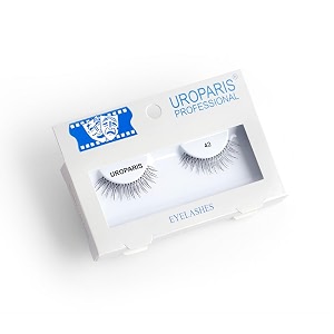 uroparis 42 eyelashes for women  tapered handmade eye lashes  lightweight false lashes with premium virgin hair  invisible band  for glam look amp enhance beauty black - 1 pair