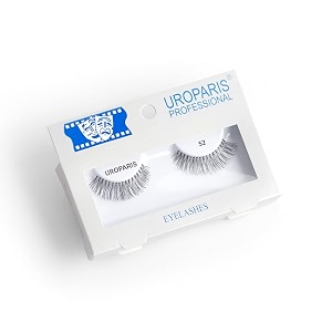 uroparis 52 eyelashes for women  tapered handmade eye lashes  lightweight false lashes with premium virgin hair  invisible band  for glam look amp enhance beauty black - 1 pair