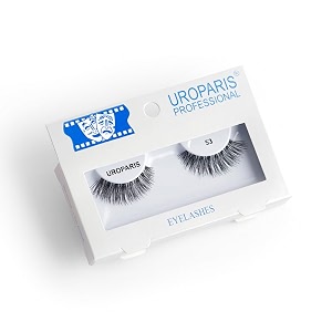 uroparis 53 eyelashes for women  tapered handmade eye lashes  lightweight false lashes with premium virgin hair  invisible band  for glam look amp enhance beauty black - 1 pair