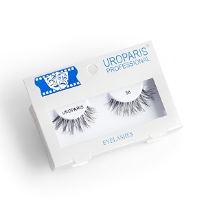 uroparis 58 eyelashes for women  tapered handmade eye lashes  lightweight false lashes with premium virgin hair  invisible band  for glam look amp enhance beauty black - 1 pair