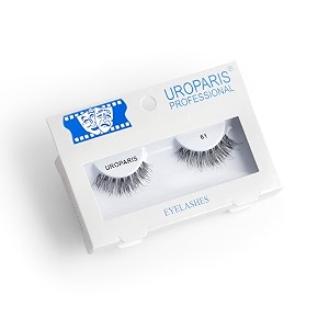 uroparis 61 eyelashes for women  tapered handmade eye lashes  lightweight false lashes with premium virgin hair  invisible band  for glam look amp enhance beauty black - 1 pair
