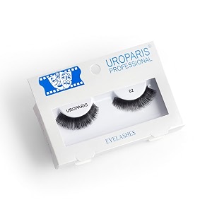 uroparis 62 eyelashes for women  tapered handmade eye lashes  lightweight false lashes with premium virgin hair  invisible band  for glam look amp enhance beauty black - 1 pair