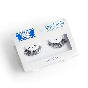 uroparis 66 eyelashes for women  tapered handmade eye lashes  lightweight false lashes with premium virgin hair  invisible band  for glam look amp enhance beauty black - 1 pair