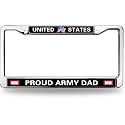 Proud Military Dad United States License Plate Frame - Military Parent Car Accessory