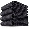 US Cargo Control Moving Blankets Heavy Duty 72"x80" 4-Pack (95 lbs/doz), Padded Furniture Blankets for Moving, Shipping, and Storage, Professional Quilted Furniture Pads, Tough Black Polyester