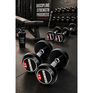 US FITNESS Rubber Coated Round Bouncer Dumbbells