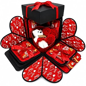 us ideal craft explosive gift box birthday gift wedding gift valentine love gift for your wifehusband fiance boyfriend 12 chocolate amp 1 tin box includes teddy amp roses