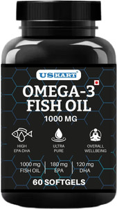 us kart omega 3 fish oil 60 soft gel capsule pack of 6 for brain heart  eye health 6 x 60 capsules