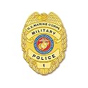 US Marine Corps Military Police Crest Shaped Sticker (Gold Marines mp Logo Insignia Non-Reflective Officer Vinyl Decal for car, Laptop (3 x 4 inch) USMC Licensed
