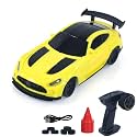 US in Stock, 4310G RC Drift Car Ready to Run Motor ESC Servo Gyroscope LED Lights Battery Indoor Outdoor Racing Mini Car Gift Hobby Grade Model for Ages 14+(Yellow)