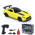 US in Stock, RTR 4310 1/43 Remote Control Drift Car 4WD RC Racing Vehicles Radio Battery Light Effects No Sounds Mini Car Toy Model Gift Hobby Grade Model for Ages 14+(Yellow)