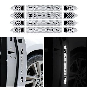 4 pcs car door open reflective warning stickers car anti-collision safety warning reflective decal tape strong night visibility anti-scratch reflective strip stickers white