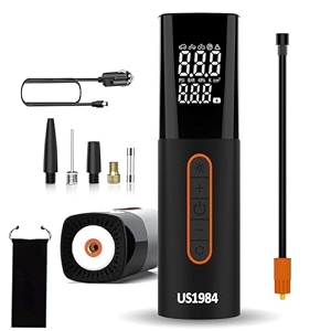 tire inflator portable air compressor 150 psi air pump for car tires dc12v smart electric pump with pressure dual lcd display amp led light air pump for car tire balls inflatables black