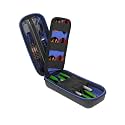 USA Gear Dart Case Holster - 3 Dart Case for Soft Tip Darts with Storage for Plastic Tips, 12 Flight Slots, Shafts & more Accessories - Locking Foam Design, Zippered Puncture Resistant Pocket (Blue)