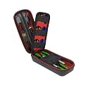 USA Gear Dart Case Holster - 3 Dart Case for Soft Tip Darts with Storage for Plastic Tips, 12 Flight Slots, Shafts & more Accessories - Locking Foam Design, Zippered Puncture Resistant Pocket (Red)