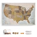 USA Map Canvas Wall Art with Cork Pin Board – Decorative Push Pin Travel Map for Home, Office, Living Room, Bedroom (90x60cm - Pattern 14)