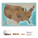 USA Map Canvas Wall Art with Cork Pin Board – Decorative Push Pin Travel Map for Home, Office, Living Room, Bedroom (70x50cm - Pattern 10)
