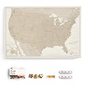 USA Map Canvas Wall Art with Cork Pin Board – Decorative Push Pin Travel Map for Home, Office, Living Room, Bedroom (150x100cm - Pattern 09)