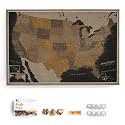 USA Map Canvas Wall Art with Cork Pin Board – Decorative Push Pin Travel Map for Home, Office, Living Room, Bedroom (90x60cm - Pattern 05)