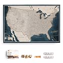 USA Map Canvas Wall Art with Cork Pin Board – Decorative Push Pin Travel Map for Home, Office, Living Room, Bedroom (120x80cm - Pattern 19)