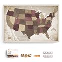 USA Map Canvas Wall Art with Cork Pin Board – Decorative Push Pin Travel Map for Home, Office, Living Room, Bedroom (120x80cm - Pattern 23)