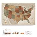 USA Map Canvas Wall Art with Cork Pin Board – Decorative Push Pin Travel Map for Home, Office, Living Room, Bedroom (120x80cm - Pattern 02)